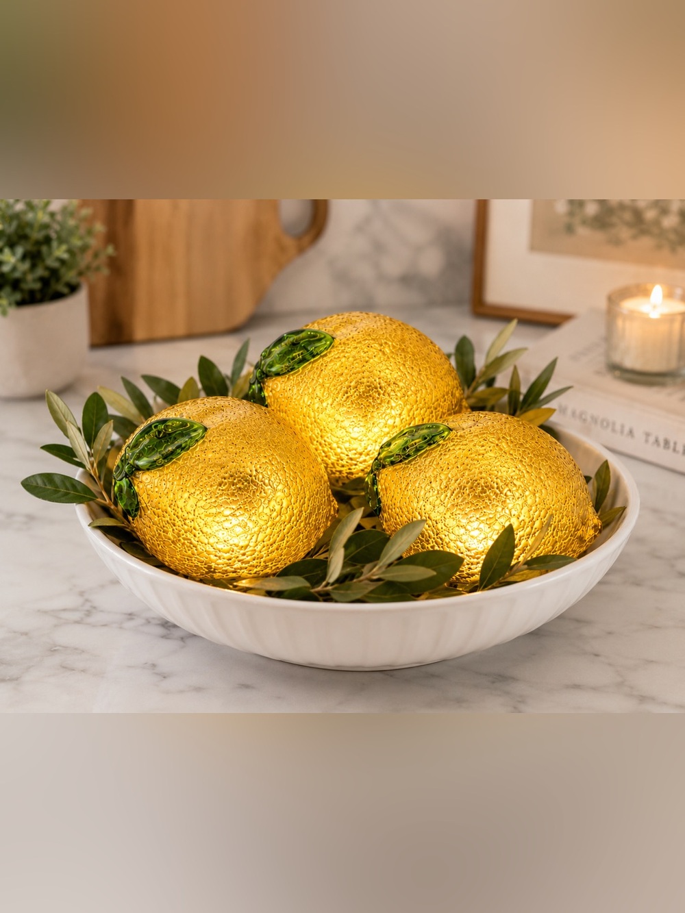 Valerie Parr Hill Illuminated Mercury Glass Lemon Set of 3 QVC Decor